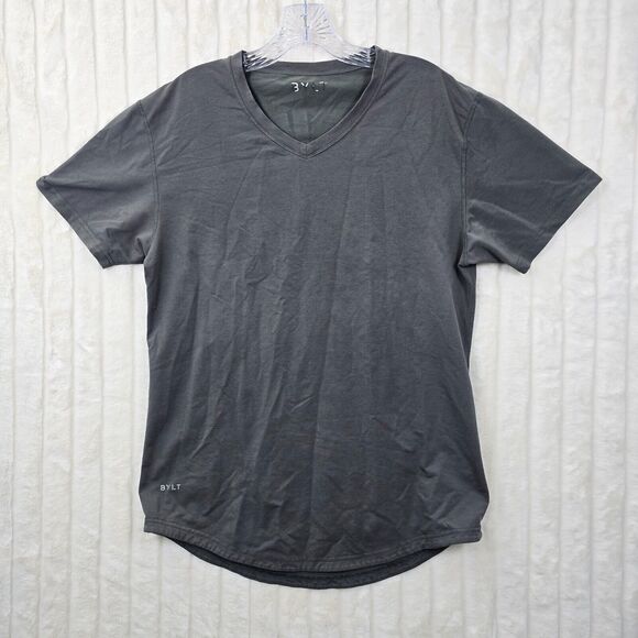 BYLT Men's Gray Drop Cut SS Lux Performance Gym Workout Tshirt Size L - Picture 1 of 12